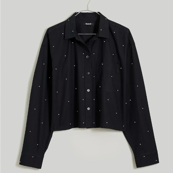 Madewell Poplin Embellished Cropped Button-Up Shirt - Size XXL - NWT - Picture 1 of 9